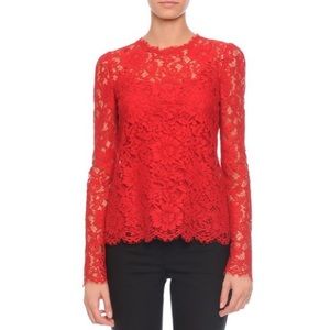 NWT Gorgeous Atelier Blue, Scalloped eyelash lace blouse